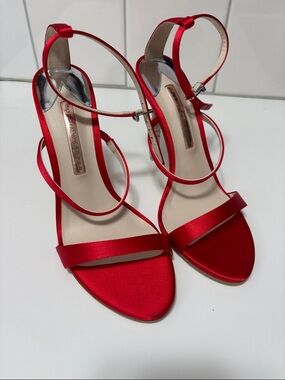 Sophia Webster Red Satin Strappy Heels